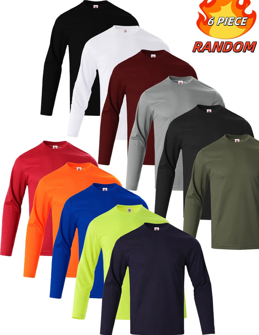 11 colors randomly selected 6-piece men's quick drying long sleeved T-shirt moisture wicking casual and breathable - Chrissy's Eye