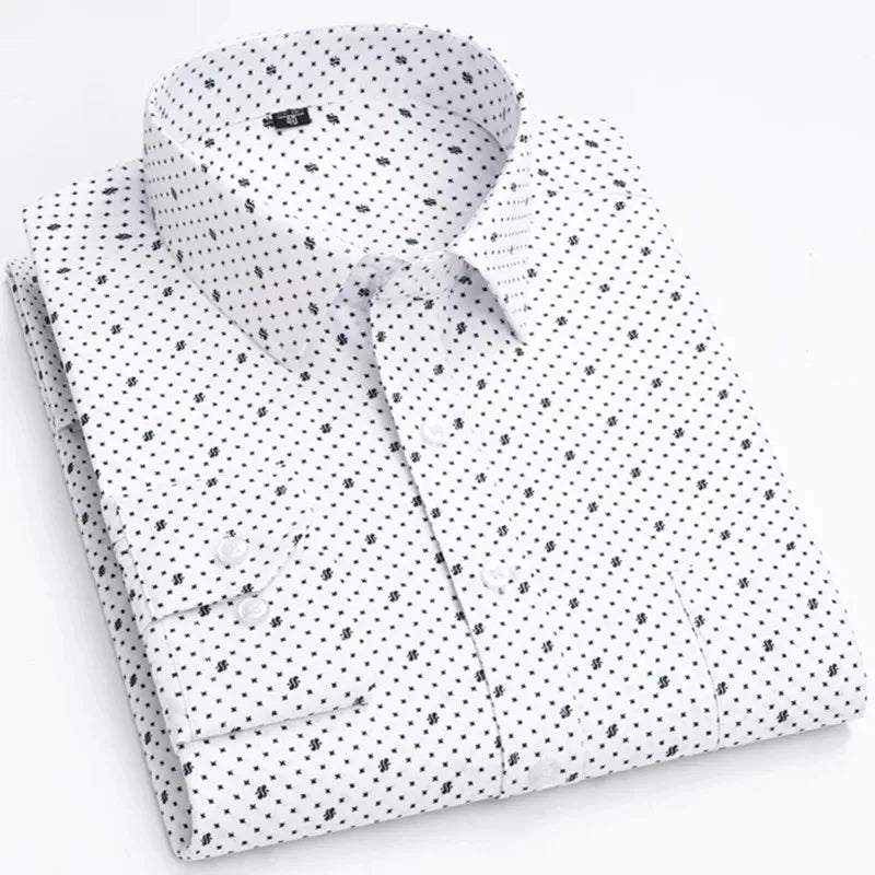 Men's Long Sleeve Shirt High-quality Fashion Casual Print Plaid Stripe Single Pocket - Chrissy's Eye