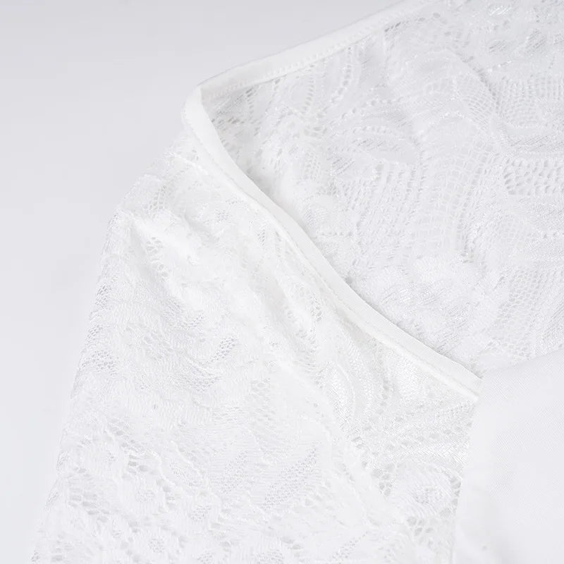 SsTss Solid Slim Sheer Lace Top for Women Fashion Hollow Out Long Sleeve Square Neck Slim Stretch Basic Crop T Shirt for Dating - Chrissy's Eye