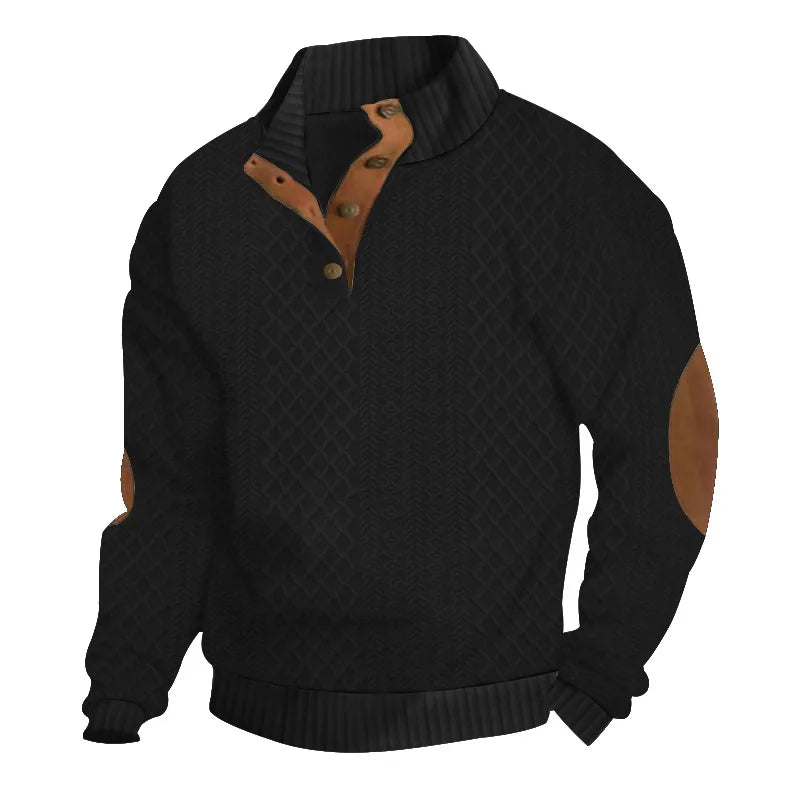 2024 cross-border hot-selling autumn and winter men's casual stand-up collar long-sleeved jacquard knitted pullover sweater - Chrissy's Eye