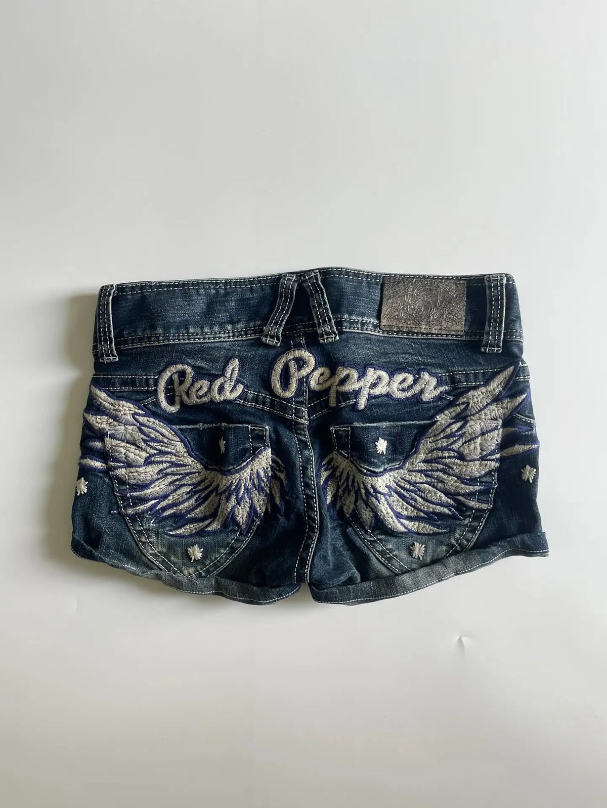 Y2K Japan Street Hottie Wing embroidery vintage Denim Shorts Harajuku Slim Skirt Light Blue Jean Low Waist Short Mini Skirt - Chrissy's Eye