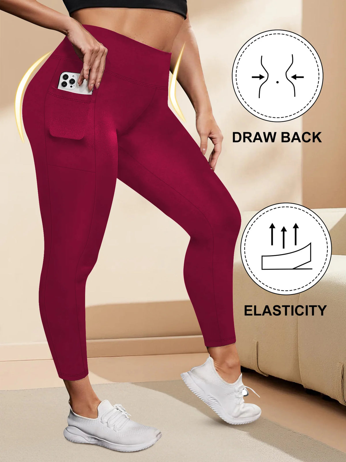Women's High-Waisted Yoga Pants Plus Size Butt-Lifting Workout Leggings with Pockets Elastic Activewear for Gym & Running - Chrissy's Eye