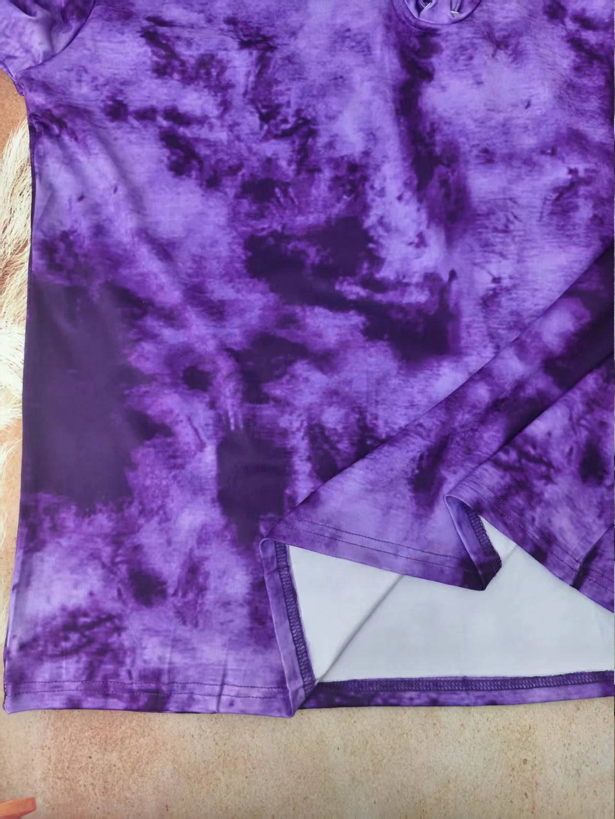 plus size women's tie dye printed long sleeved T-shirt made of polyester knitted fabric elegant lace up casual and comfortable - Chrissy's Eye