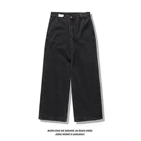Street Fashion Trend Skull Embroidered Jeans Women Harajuku Y2K New Hip Hop Joker Straight Wide-leg Pants Couple Casual Jeans - Chrissy's Eye