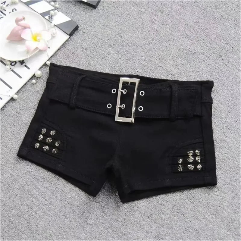 Y2k Streetwear Harajuku E-girl Summer Women 2000s Grunge Kpop Japanese Gyaru Low Rise Jean Shorts Slim Denim Hot Pants Trashy - Chrissy's Eye
