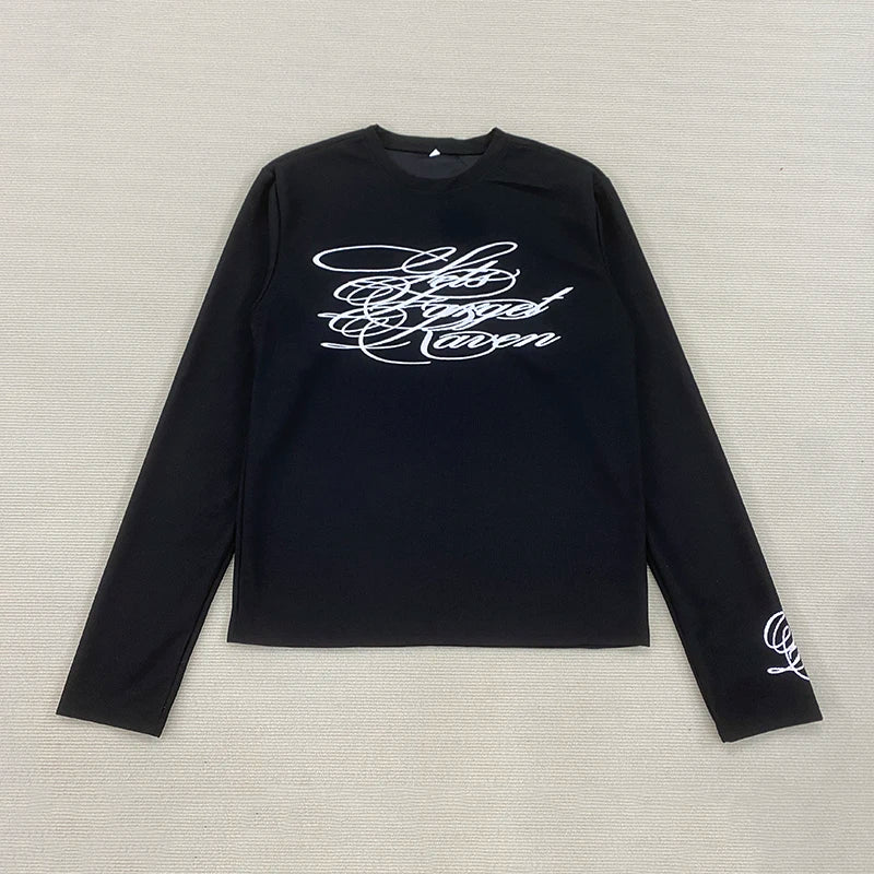 American Dark Retro Y2K Printed Long Sleeved T-Shirt High Street Gothic Trendy Outfit Top for Casual Wear - Chrissy's Eye