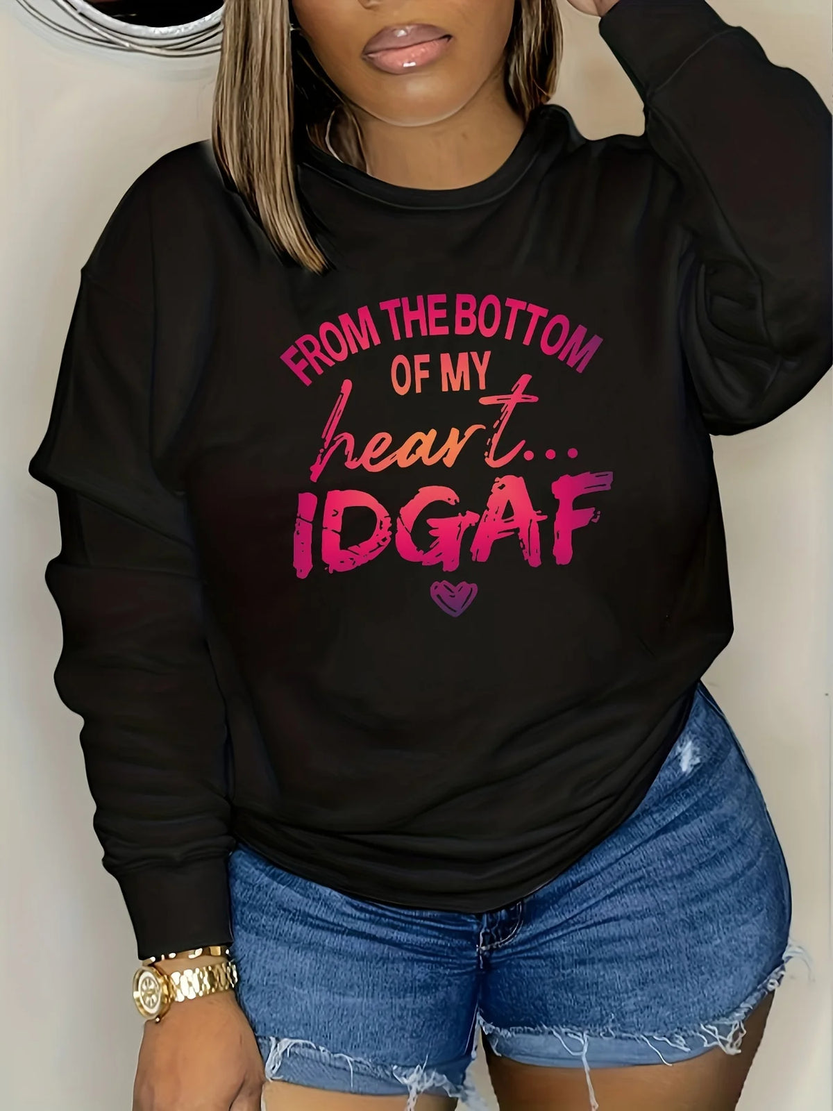 Women's autumn and winter long sleeved sportswear with letter graphic printing, comfortable round neck loose sweatshirt pullover - Chrissy's Eye