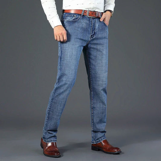 2026 New Style Business Men's Jeans Casual Straight Stretch Fashion Classic Blue Black Work Pant Denim Trousers Male Clothing - Chrissy's Eye