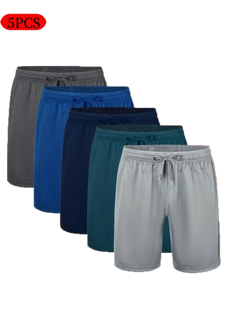 Five Piece Men's Casual Shorts With Drawstring Waistband Breathable Polyester Athletic Fit For Spring And Summer - Chrissy's Eye