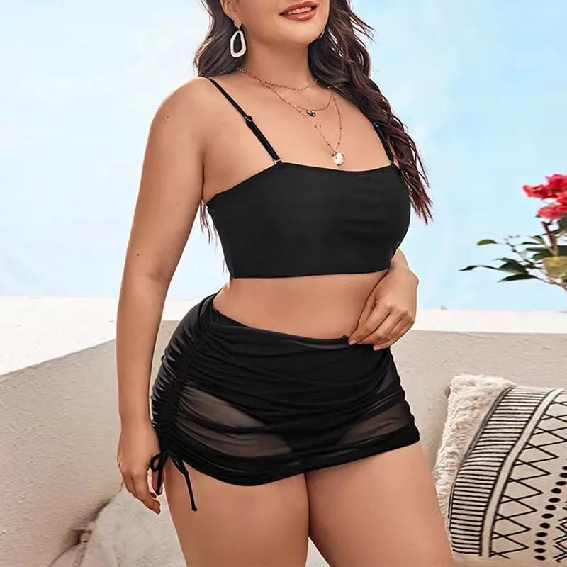 Plus Size High Waist Bikini Women's Push Up Large Size Swimsuit 2025 Summer Mujer Big Size Tummy Control Swimwear Bikini Sets - Chrissy's Eye