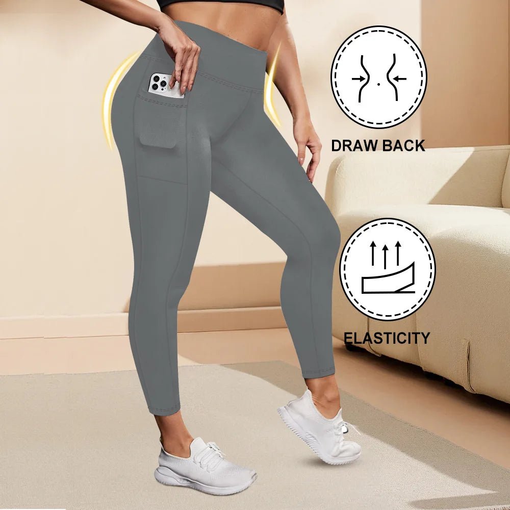 Women's High-Waisted Yoga Pants Plus Size Butt-Lifting Workout Leggings with Pockets Elastic Activewear for Gym & Running - Chrissy's Eye