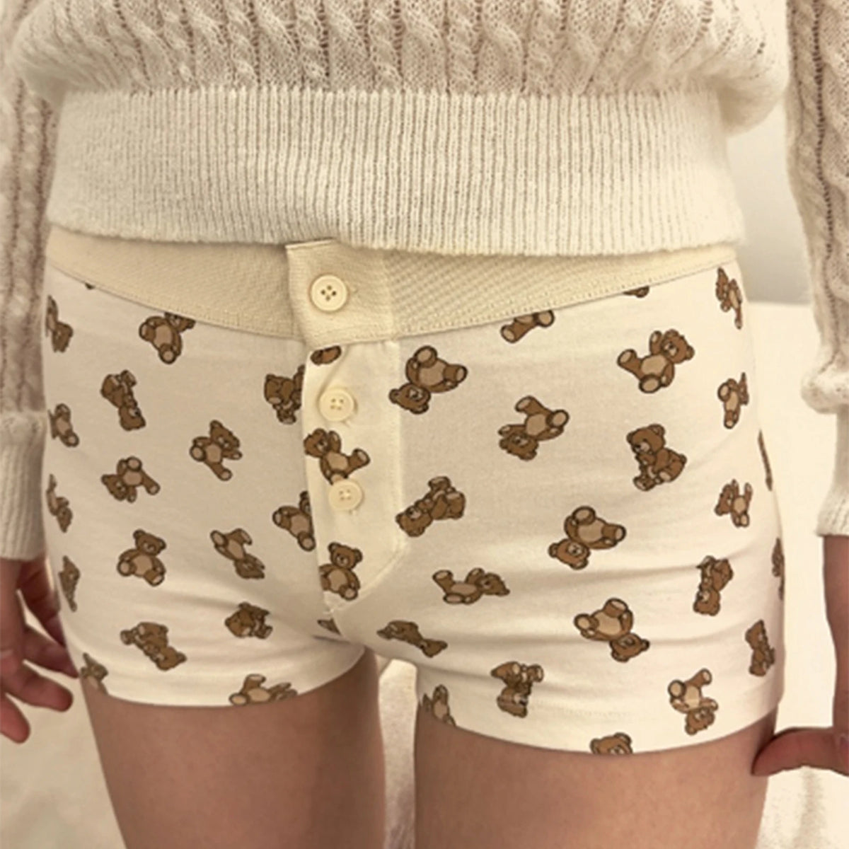 Combhasaki Womens Loungewear Shorts Y2K Vintage Elastic Low Waist Button Closure Graphic Printed Aesthetic Slim Fit Bottoms - Chrissy's Eye