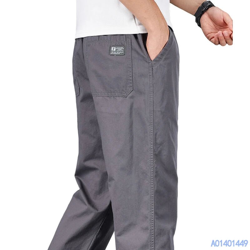 Big Size Mens Casual Pants Relaxed Fit Cotton Trousers Elastic Waist Drawstring Sweatpants Mens Jogger Pants Summer Spring - Chrissy's Eye