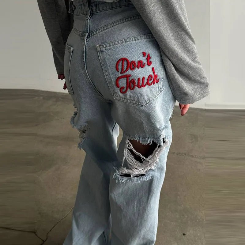 Low-Rise Raw Hem Rhinestone Star Cut-Out Jeans Baggy Wide Leg 2026 Summer Chic Women Denim Pants Causal Versatile Lady Bottoms - Chrissy's Eye