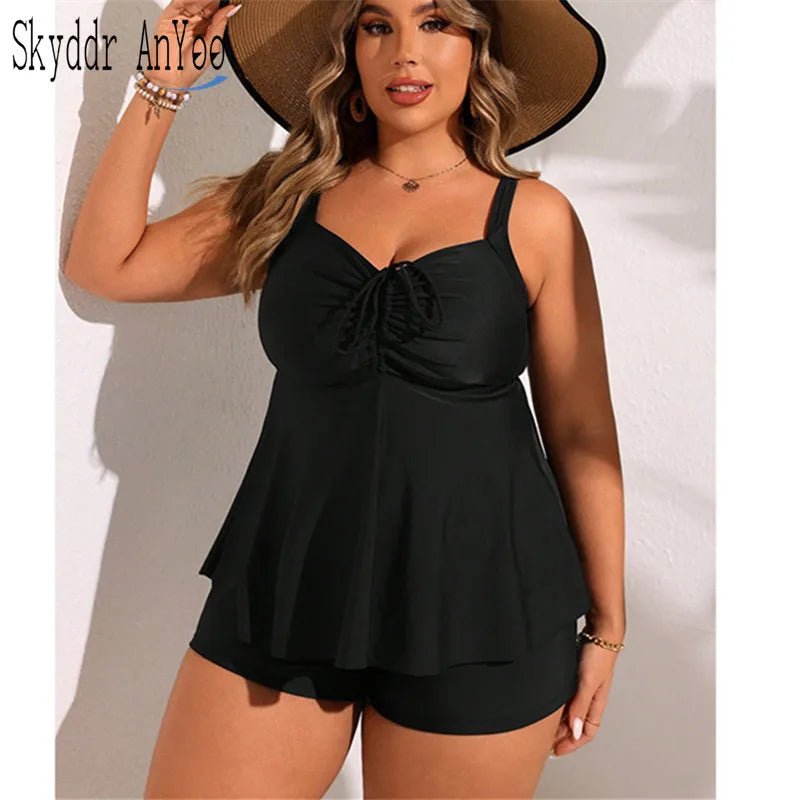 Plus Size Tankini Swimsuits For Women Swimwear Two Piece Swim Top Tummy Control Bathing Suits - Chrissy's Eye