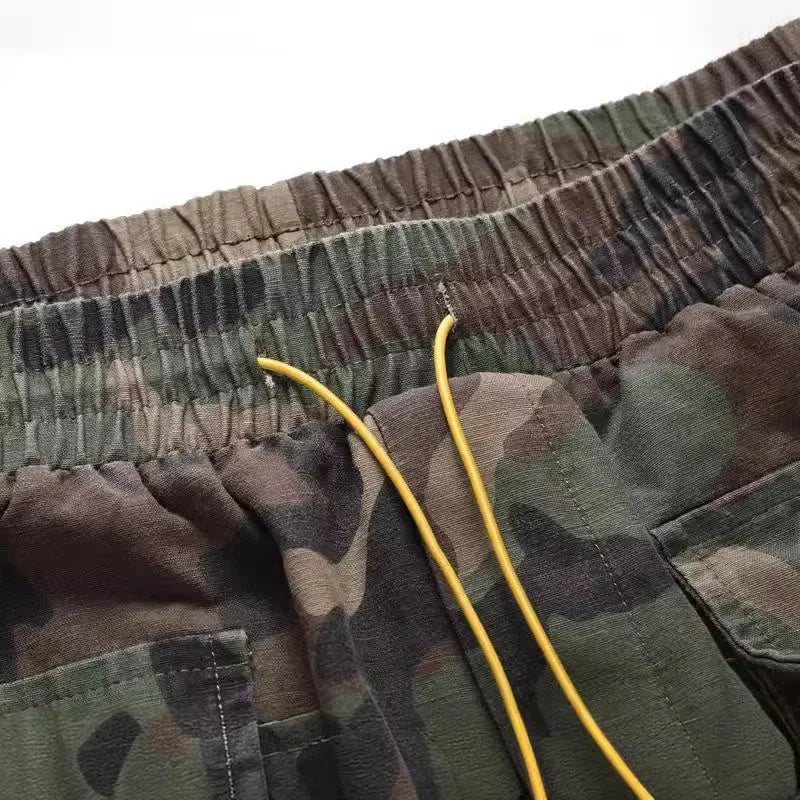 Summer New Fashion Men's Multi Pocket Camouflage Drawstring Jeans Knee Length Shorts Casual Trendy Loose Denim Cargo Shorts Male - Chrissy's Eye