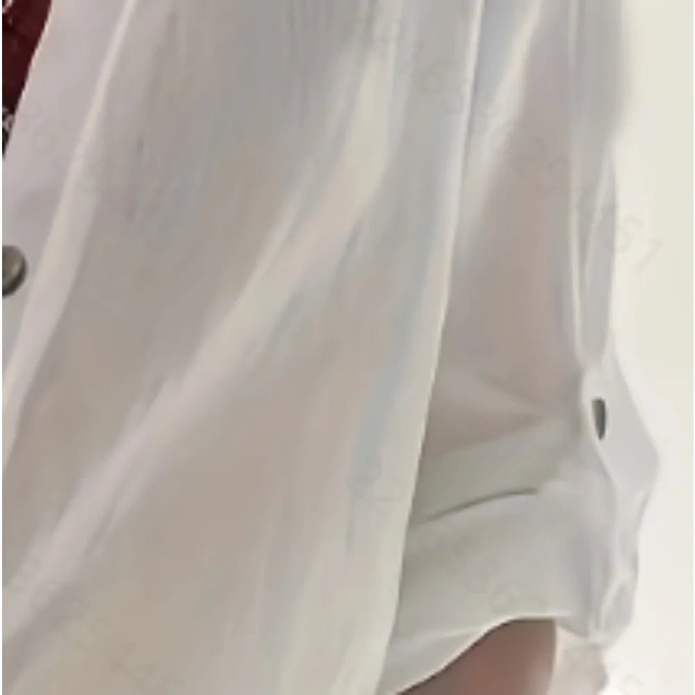 Plus Size 1XL-5XL Rollable Sleeve Solid Blouse Casual V Neck Button Front Blouse Ladies Casual Long Sleeves Blouse Shirt Top - Chrissy's Eye