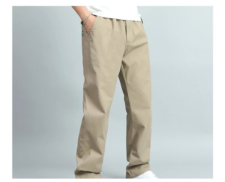 Big Size Mens Casual Pants Relaxed Fit Cotton Trousers Elastic Waist Drawstring Sweatpants Mens Jogger Pants Summer Spring - Chrissy's Eye