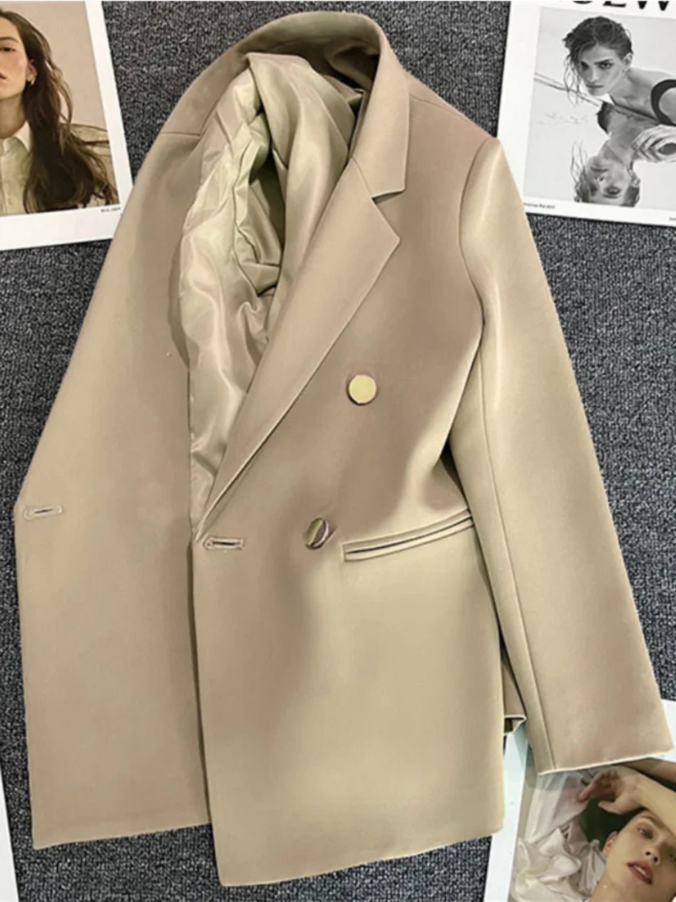 Women Suit Blazer Elegant Coat 2025 Spring Autumn Fashion Korean Blazer Luxury Double Breasted Jacket Solid Ladies Tops Clothes - Chrissy's Eye