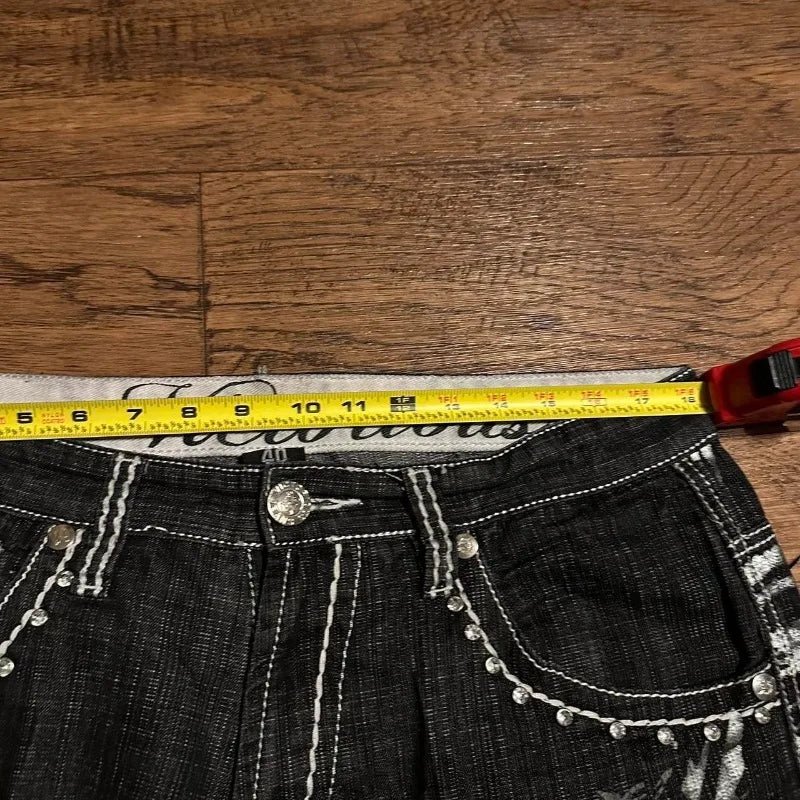 Embroidered Baggy Denim Shorts - Chrissy's Eye