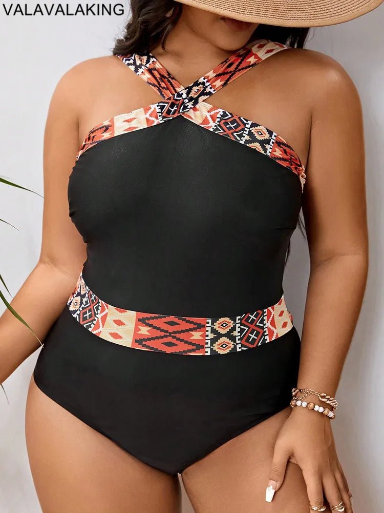 Valavalaking 2026 Sexy Patchwork Plus Size Swimwear Women Push UP Large Big One Piece Swimsuit Curvy Beach Chubby Bathing Suit - Chrissy's Eye