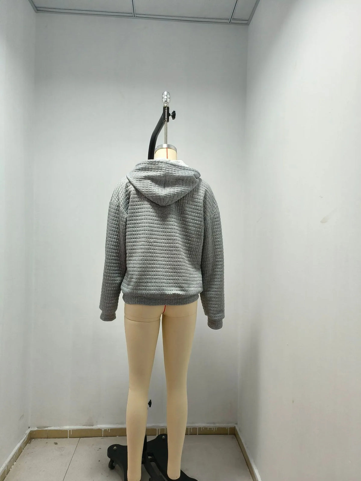 Women's hooded sweatshirt spring and autumn style waffle fashion beautiful solid color hooded drawstring loose sweatshirt - Chrissy's Eye