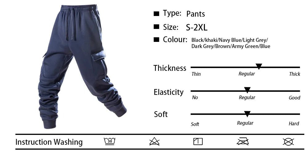 Mens Casual Pants Spring Autumn Sweatpants Drawstring Solid Color Workout Long Pants Fashion Gym Trousers with Pockets - Chrissy's Eye