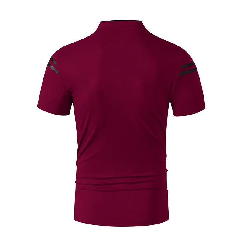 2025 New Men's Casual Fashion Solid Color Short Sleeved Polo Shirt Stand Up Collar Versatile Comfortable Top - Chrissy's Eye