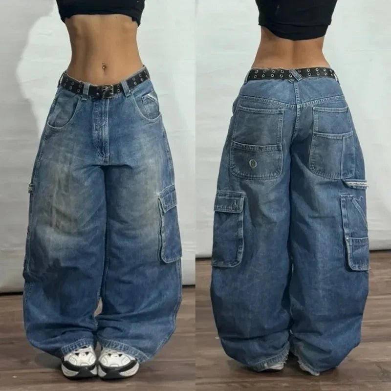 Y2K American New Fashion Tiger Print Loose Jeans Women High Street Harajuku Wind Trend Casual Joker High Waist Wide Leg Pants - Chrissy's Eye