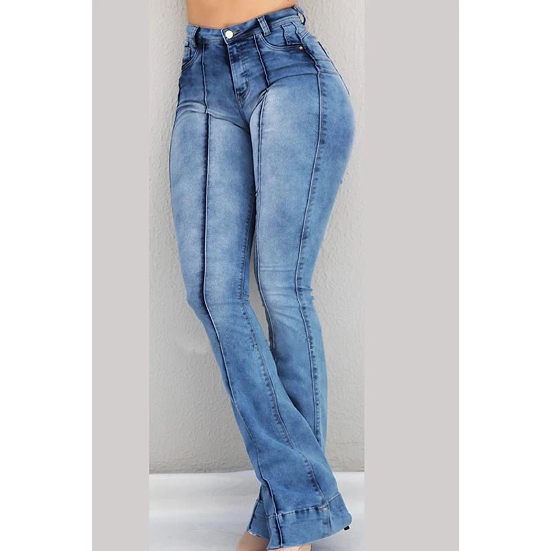 Women Slim Fit Denim Bell Bottom High Waist Bootleg jeans with Stretch Female Flare - Chrissy's Eye