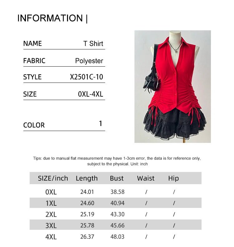 Plus Size Summer New Women's Big Size Music Festival Tie Bow Slim Slim Sleeveless Shirt Polyester Material - Chrissy's Eye