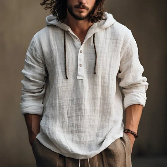 2024 New Men's Casual Blouse Cotton Linen Shirt Loose Tops Long Sleeve Tee Shirt Spring Autumn Casual Men's Shirts - Chrissy's Eye