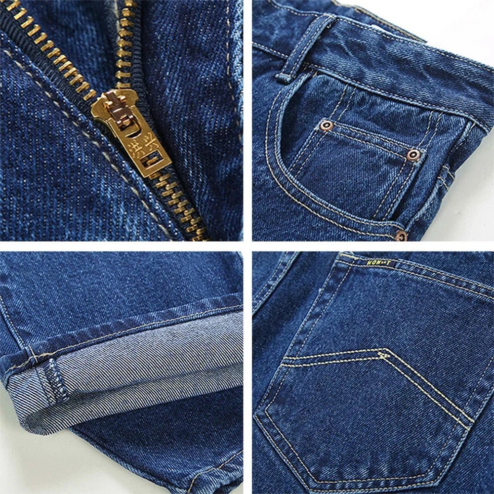 Men Business Jeans Classic Spring Autumn Male Cotton Straight Stretch Brand Denim Pants Summer Overalls Slim Fit Trousers 2021 - Chrissy's Eye