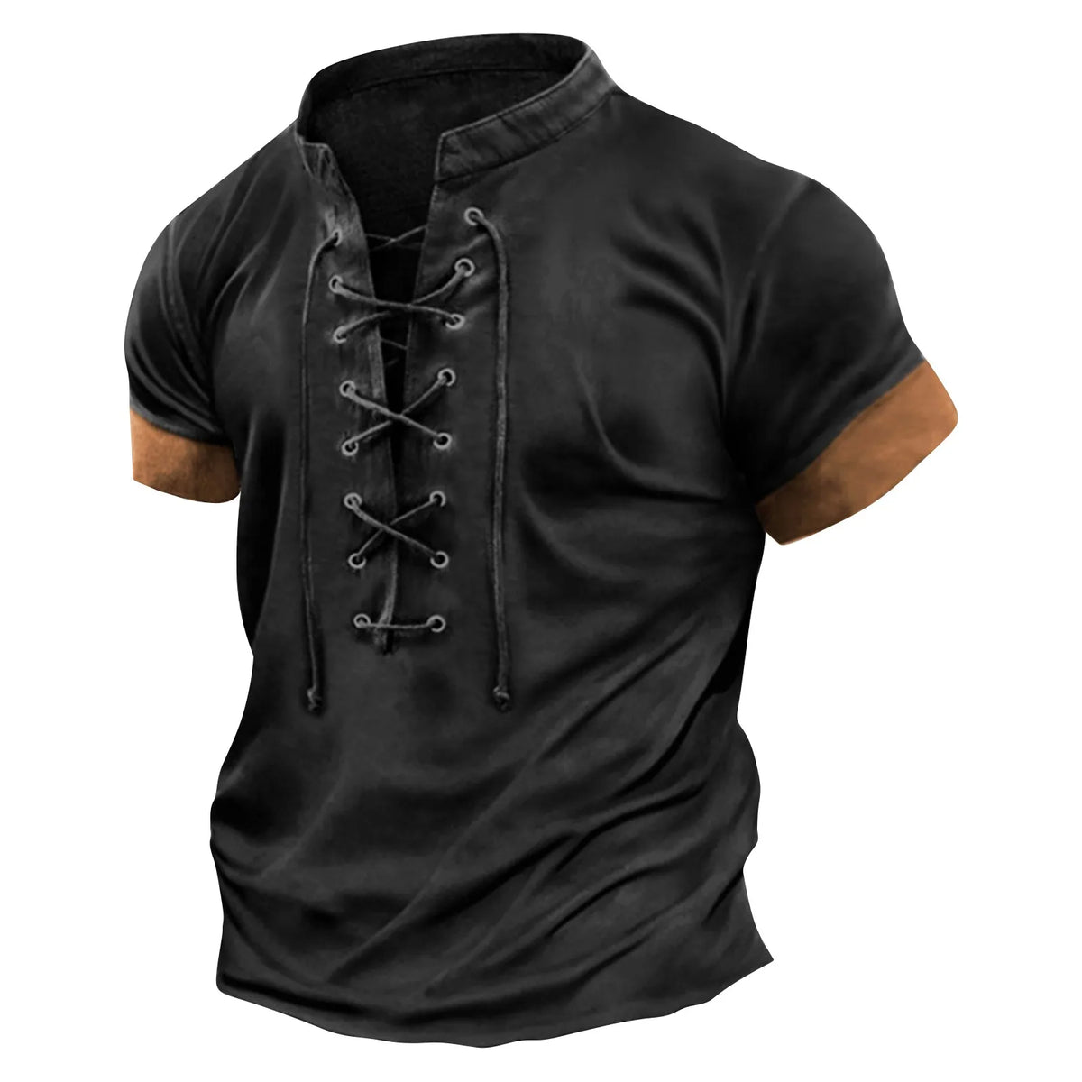 Men'S Casual Henley Shirt Fashion Raglan T Shirt Plain Slim Pleated Henley Daily Short Sleeve Patchwork Pleats Clothing Apparel - Chrissy's Eye