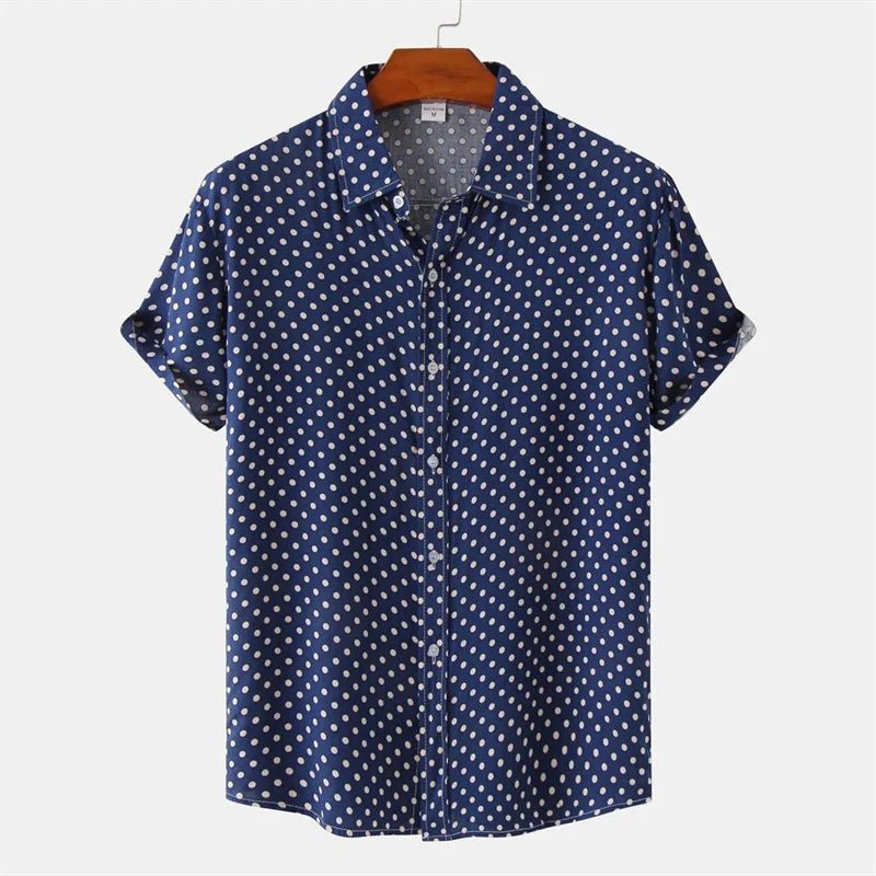 New Solid Colored Dots Hawaiian Shirt Men Casual Short Sleeves Summer 3d Printed Button Blouse Tops Party Street Button Shirts - Chrissy's Eye