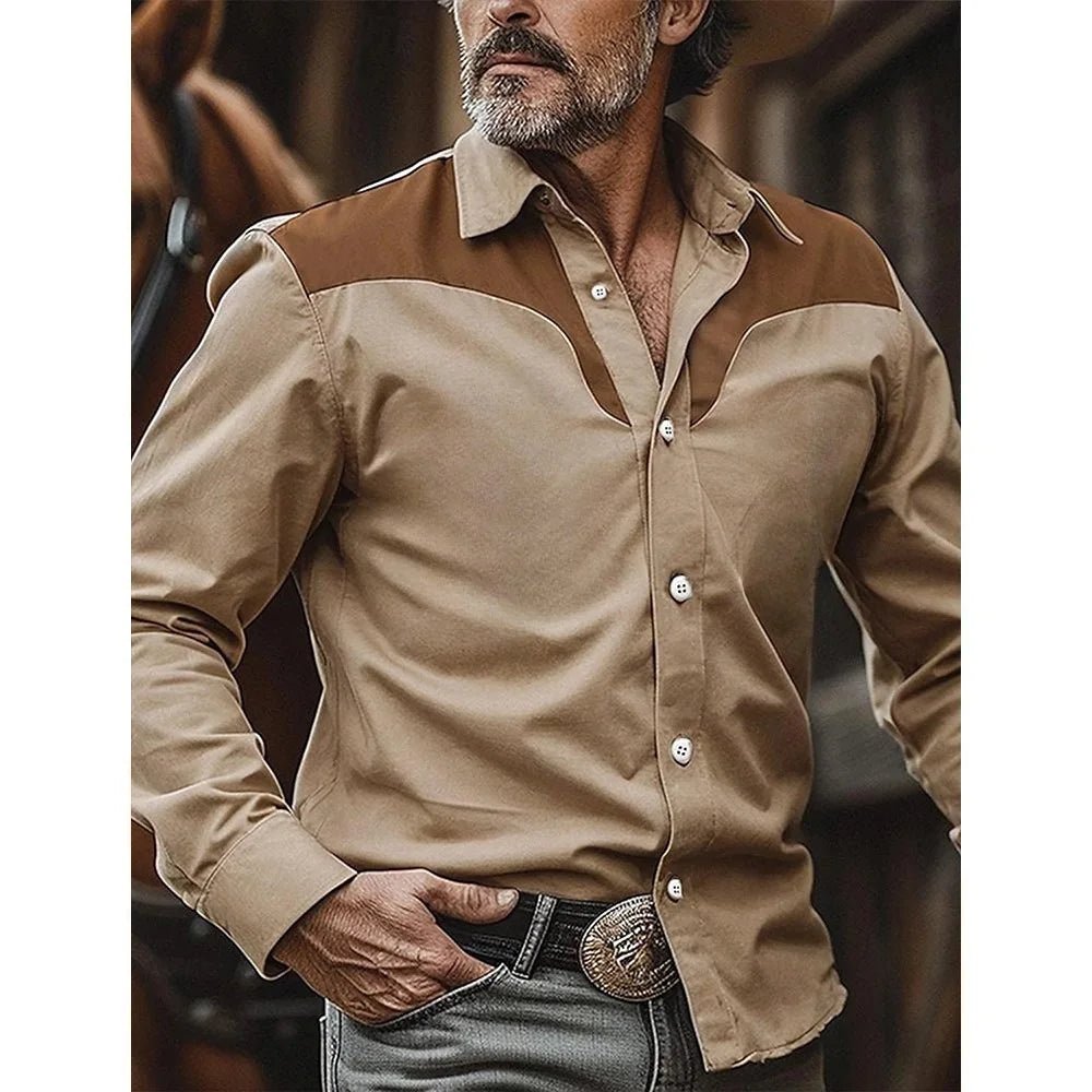 Men's Two-Tone Western-Style Button-Up Shirt - Chrissy's Eye