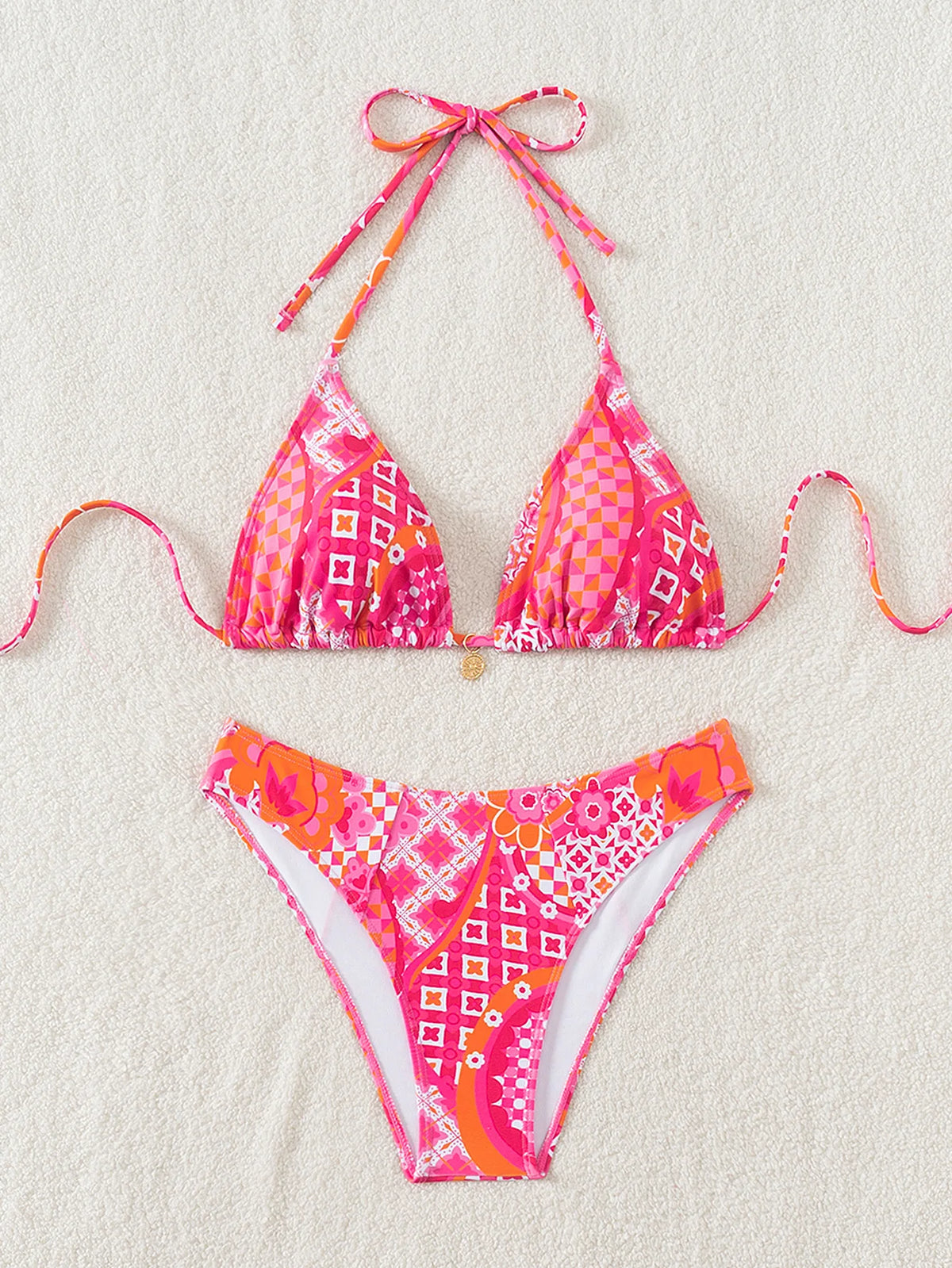 "2026 New Triangle Bikini Set - Floral Print Push Up Swimsuit & Brazilian Bottoms" - Chrissy's Eye