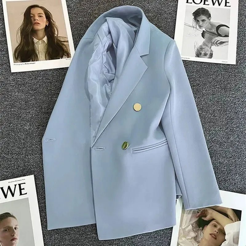 Women Suit Blazer Elegant Coat 2025 Spring Autumn Fashion Korean Blazer Luxury Double Breasted Jacket Solid Ladies Tops Clothes - Chrissy's Eye