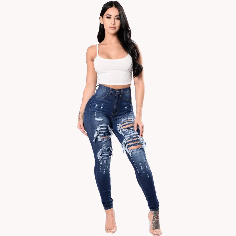 HOLE Denim Women's High Waist Ripped Jeans Skinny-Jeans - Chrissy's Eye