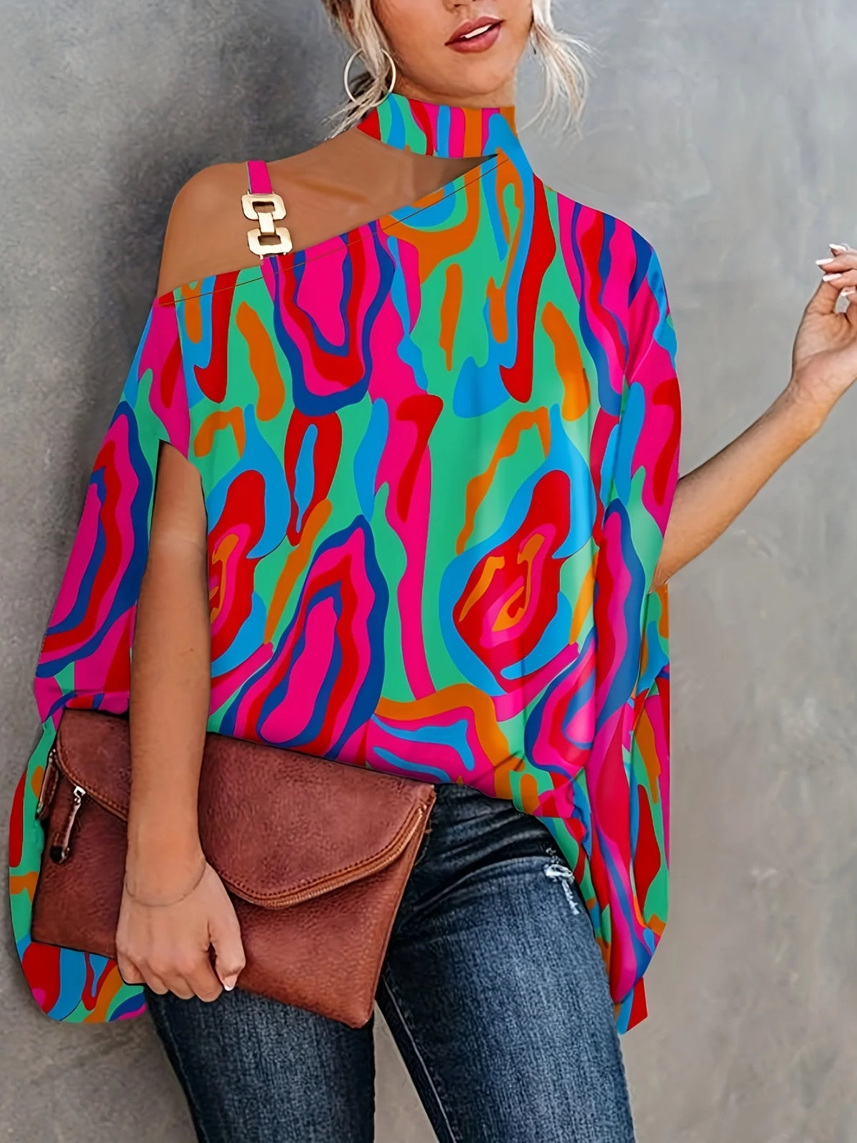 Plus Size Sexy Halter Loose Blouse Women's Elegant Print Off Shoulder Batwinhttps://admin.shopify.com/store/chrissyseye/apps/shop-72g Sleeve Pullover - Chrissy's Eye