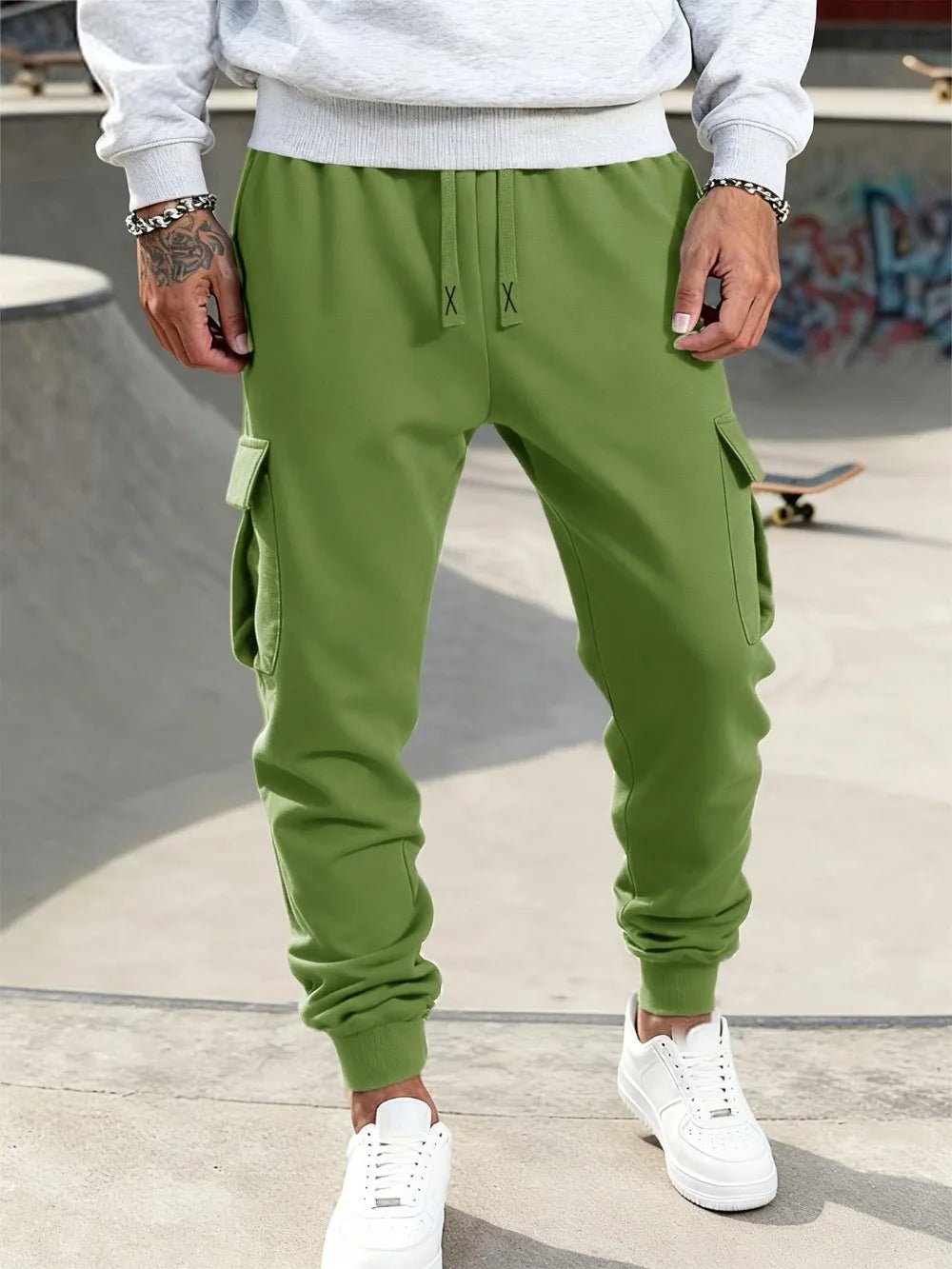 Mens Casual Pants Spring Autumn Sweatpants Drawstring Solid Color Workout Long Pants Fashion Gym Trousers with Pockets - Chrissy's Eye