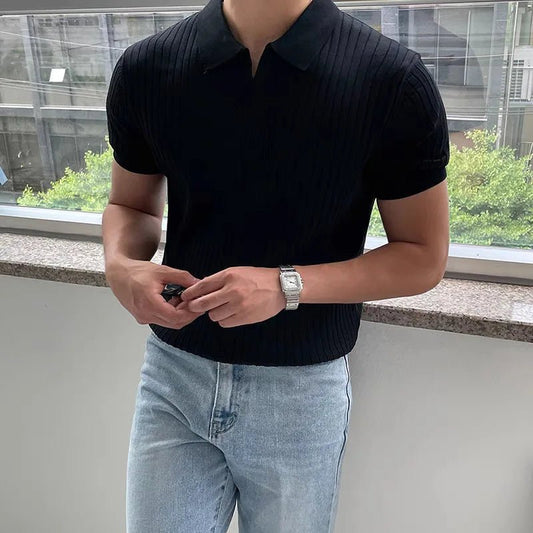 Summer Sports And Leisure Slim Fit T-Shirt Fashionable Men's Golf Polo Shirt Open Neck Breathable Quick Drying Short Sleeved Top - Chrissy's Eye