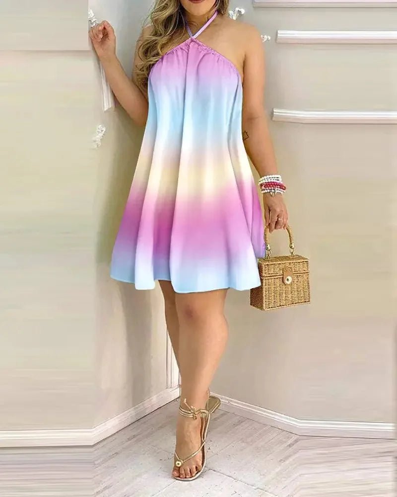 Floral Print Halter Neck Dress Boho Backless Halter Dress For Spring Summer Women's Clothing - Chrissy's Eye