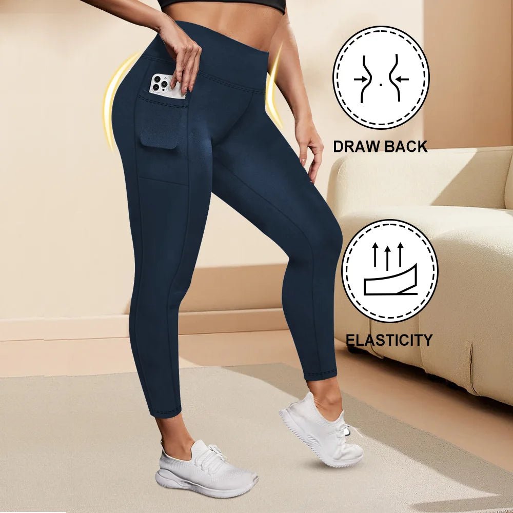 Women's High-Waisted Yoga Pants Plus Size Butt-Lifting Workout Leggings with Pockets Elastic Activewear for Gym & Running - Chrissy's Eye
