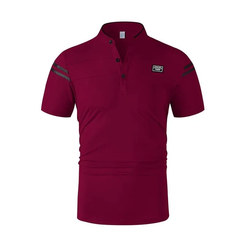2025 New Men's Casual Fashion Solid Color Short Sleeved Polo Shirt Stand Up Collar Versatile Comfortable Top - Chrissy's Eye