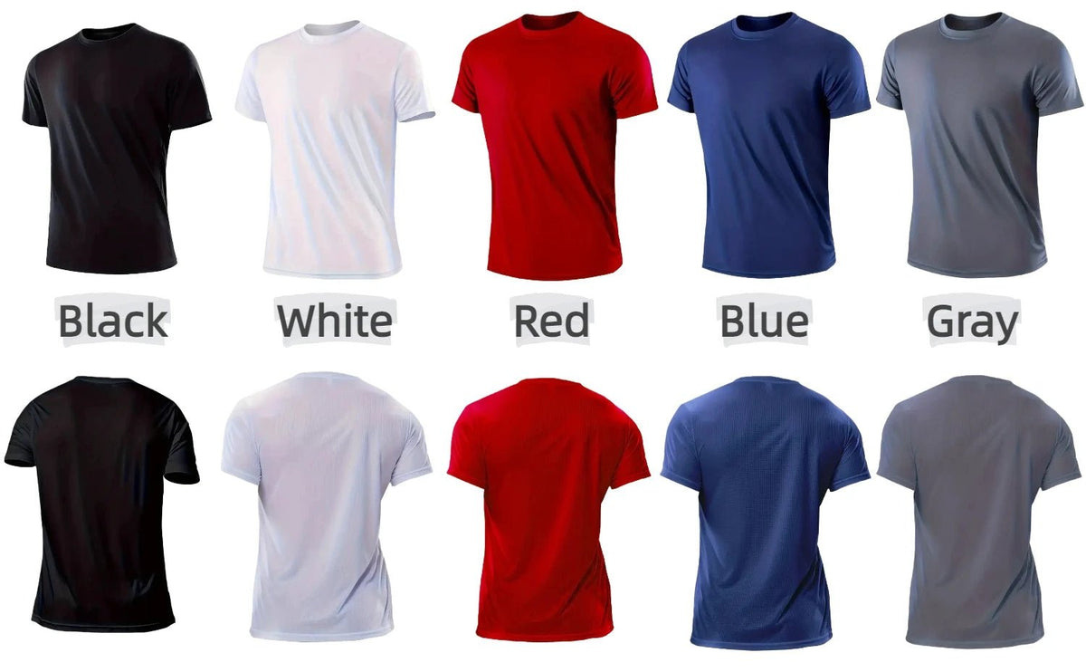 5Pcs Men's Quick Dry Basic Short Sleeve Gym Running Street Outdoor Exercise Sport Shirt Tops Lightweight - Chrissy's Eye