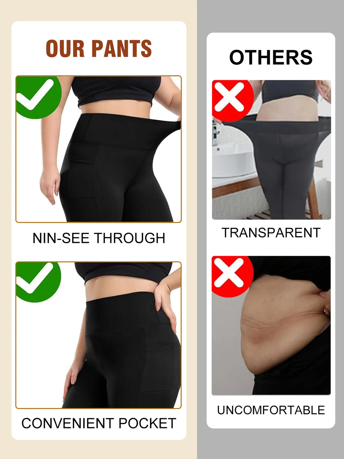 Women's High-Waisted Plus Size Yoga Leggings Butt-Lifting Workout Leggings with Pockets Elastic Activewear for Gym & Running - Chrissy's Eye