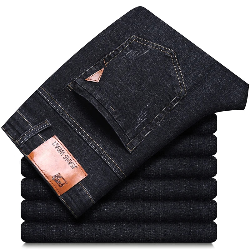 Men's classic high-end fashion versatile jeans, soft and slightly elastic black business denim pants, stylish upper body - Chrissy's Eye