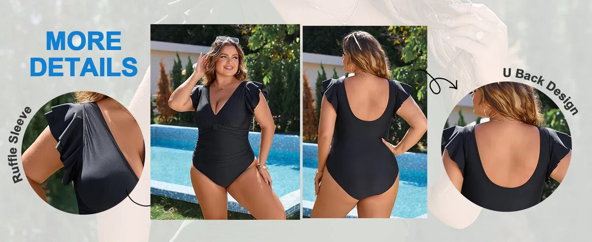 One Piece Swimsuits For Women Plus Size Swimwear Solid Push Up Beach Swimsuit Tummy Control Monokini Bathing Suit - Chrissy's Eye
