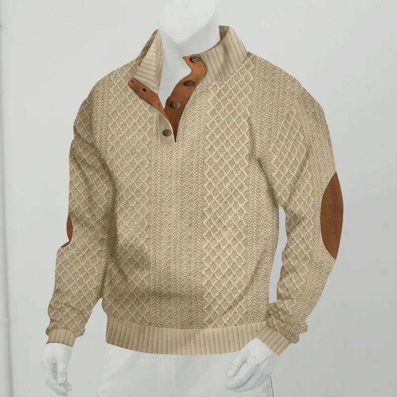 2024 cross-border hot-selling autumn and winter men's casual stand-up collar long-sleeved jacquard knitted pullover sweater - Chrissy's Eye